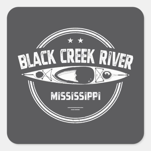 Sticker Carré Rivière Black Creek Mississippi Kayak (Devant)
