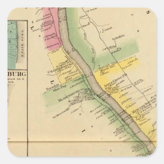 Sticker Carré Rivière et vallée de l'Ohio supérieur 7 (Devant)