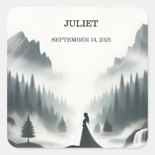 Sticker Carré Rivière Nuage de Pluie Montagne Fumée Fête de Mari