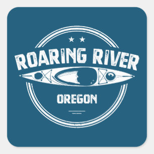 Sticker Carré Rivière Roaring Oregon Kayak