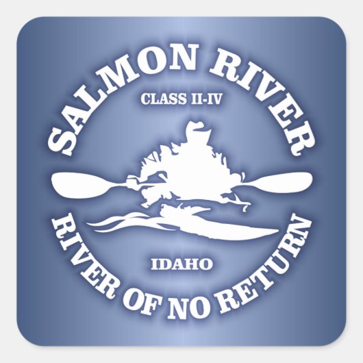 Sticker Carré Rivière saumon (kayak) (Devant)