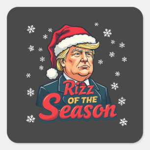 Sticker Carré Rizz de la saison drôle de Trump Noël Santa