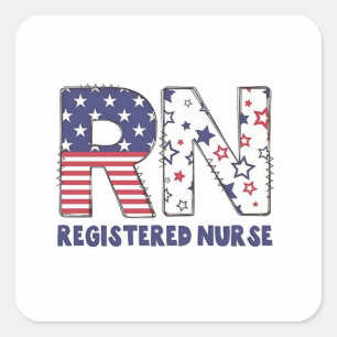 Sticker Carré RN Infirmière inscrite 4 juillet subtile Américain
