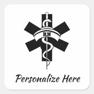 Sticker Carré RN Nurses Medical Symbol   