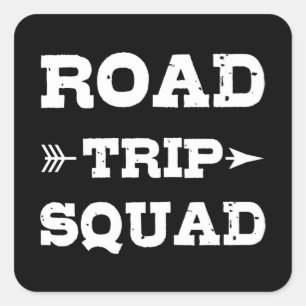 Sticker Carré ROAD TRIP SQUAD Funny Group Vacances Correspondanc
