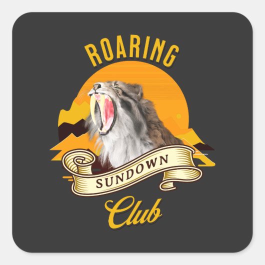 Sticker Carré Roaring Sundown Club Sabertooth Tiger (Devant)