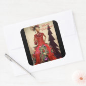 Sticker Carré Robe Afrocentrique Forme Mannequin Arbre de Noël (Enveloppe)