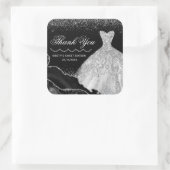 Sticker Carré Robe Aquarelle Argent & Bord Glam Sweet 16 (Sac)