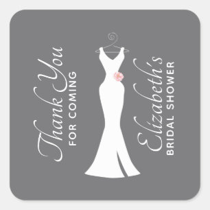 Sticker Carré Robe blanche élégante sur gris - Mariage élégant