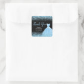 Sticker Carré Robe bleu clair Quinceanera Parties scintillant Fa (Sac)