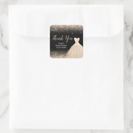 Sticker Carré Robe de Champagne Faux Parties scintillant Douce 1 (Sac)