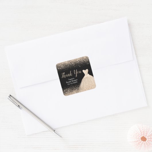 Sticker Carré Robe de Champagne Faux Parties scintillant Douce 1 (Enveloppe)