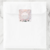 Sticker Carré Robe de mariée blanche avec Mariage Rose (Sac)