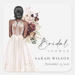 Sticker Carré Robe de mariée blanche Bohème élégante