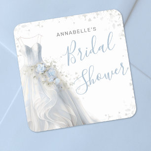 Sticker Carré Robe de Mariée Élégante Baby Shower