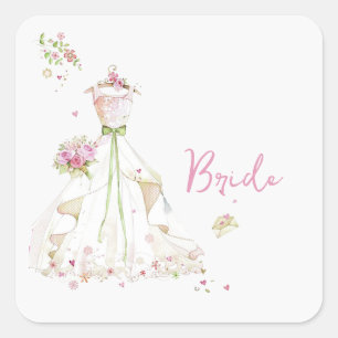 Sticker Carré Robe de mariée pour la fête de mariage 