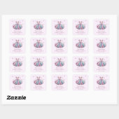 Sticker Carré Robe de princesse Pastel pour 1er anniversaire (Feuille)