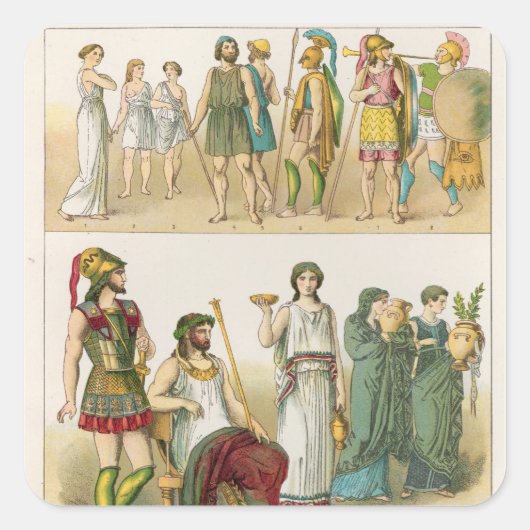 Sticker Carré Robe grecque, de 'Trachten der Voelker', 1864 (Devant)