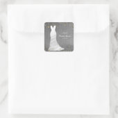 Sticker Carré Robe Mariage moderne Confetti Coeurs Fête des mari (Sac)