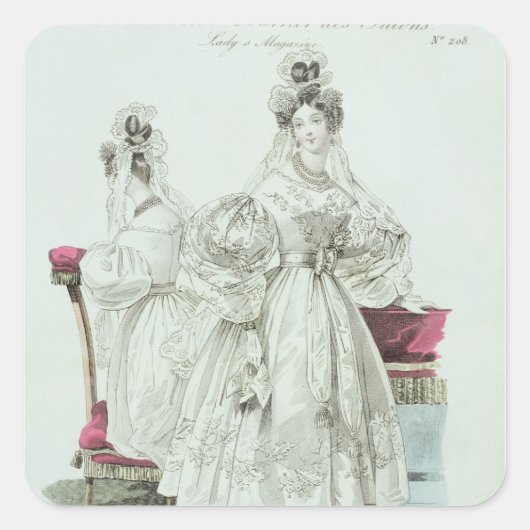 Sticker Carré Robe mariage, Salons de Courrier "Le Follet" (Devant)