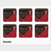 Sticker Carré Robe Parties scintillant rouge Aquarelle Douce 16 (Feuille)