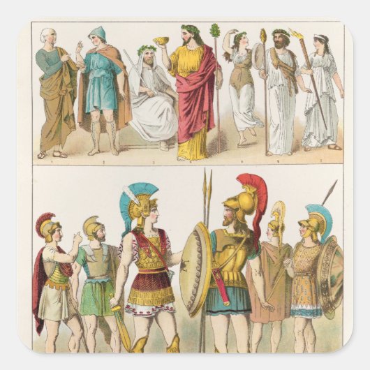 Sticker Carré Robe religieuse et militaire grecque (Devant)