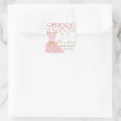 Sticker Carré Robe rose et or Fête des mariées (Sac)