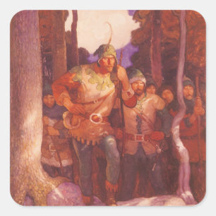 Sticker Carré Robin Hood et ses joyeux hommes de NC Wyeth vintag
