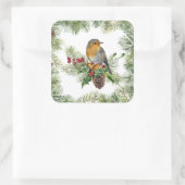 Sticker Carré Robin, saint, Noël de pin (Sac)