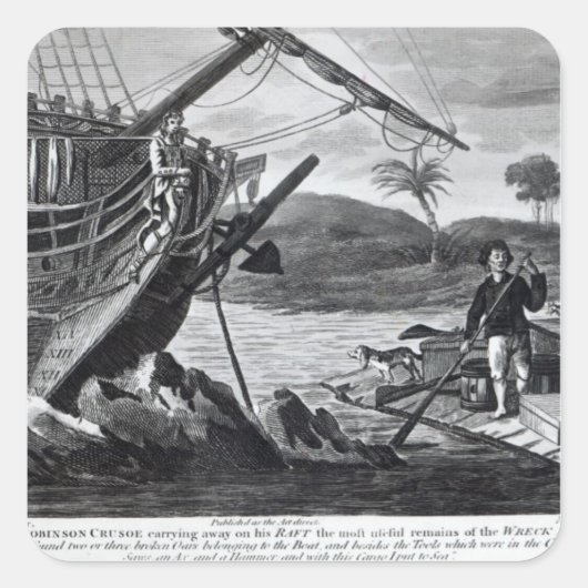 Sticker Carré Robinson Crusoe transportant (Devant)