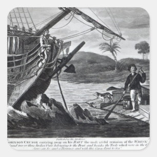 Sticker Carré Robinson Crusoe transportant