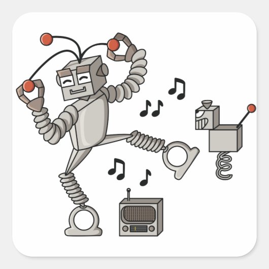 Sticker Carré Robot dansant (Devant)