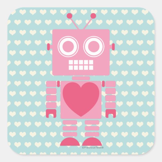Sticker Carré Robot fille mignonne (Devant)