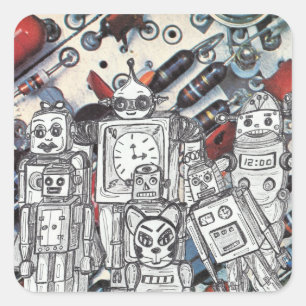 Sticker Carré Robot Holiday 1
