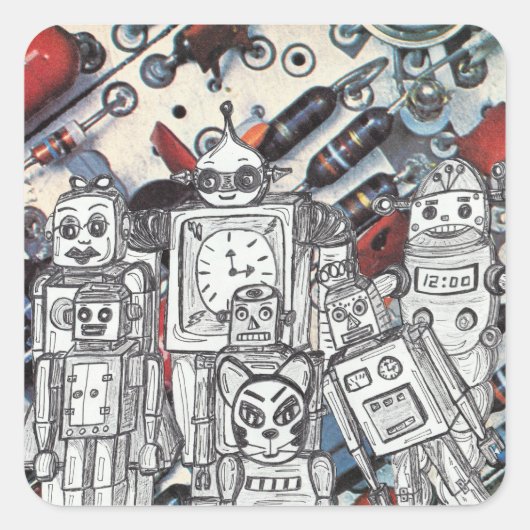 Sticker Carré Robot Holiday 1 (Devant)