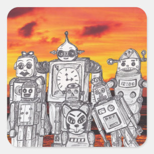 Sticker Carré Robot Holiday 3