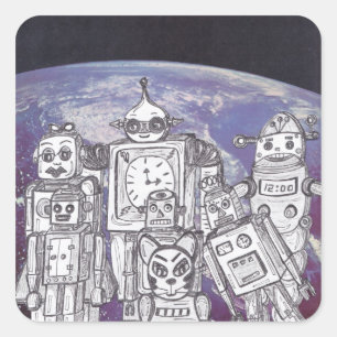 Sticker Carré Robot Holiday 7