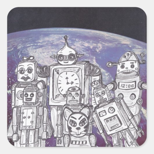 Sticker Carré Robot Holiday 7 (Devant)