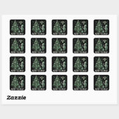 Sticker Carré Robot IA avec arbre de Noël Tech - Joyeux Techmas (Feuille)