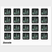 Sticker Carré Robot IA avec arbre de Noël Tech - Joyeux Techmas (Feuille)