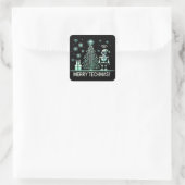 Sticker Carré Robot IA avec arbre de Noël Tech - Joyeux Techmas (Sac)