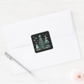 Sticker Carré Robot IA avec arbre de Noël Tech - Joyeux Techmas (Enveloppe)