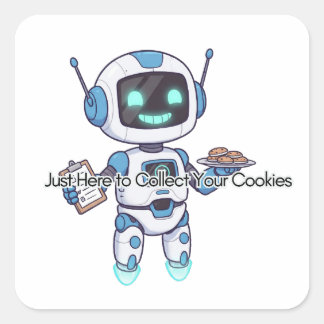 Sticker Carré Robot juste ici pour collecter vos cookies