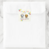 Sticker Carré Robot mignon ensemble Merci d'anniversaire conjoin (Sac)