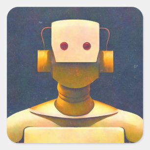 Sticker Carré Robot rétro