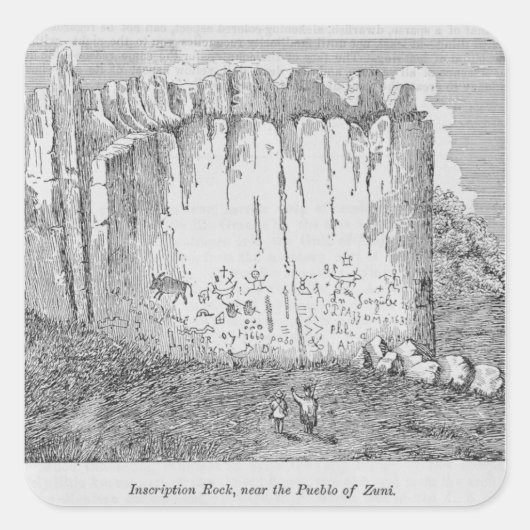 Sticker Carré Rocher de l'Inscription, près du Pueblo de Zuni (Devant)