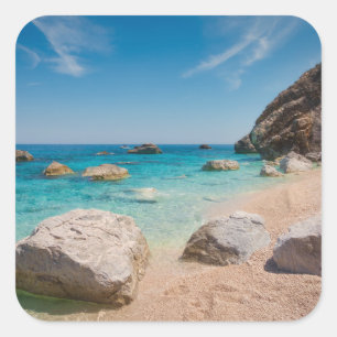 Sticker Carré Rochers sur la plage de Cala Mariolu en Sardaigne,