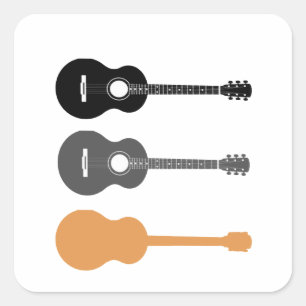 Sticker Carré Rock and Roll guitare électrique et acoustique