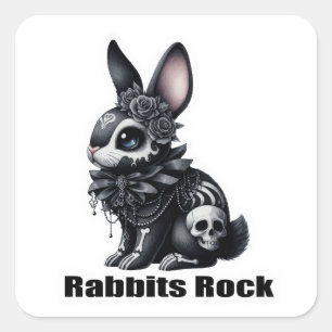 Sticker Carré Rock lapin