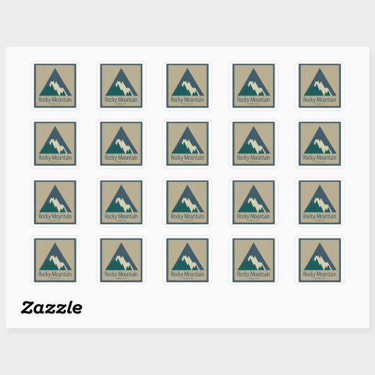 Sticker Carré Rocky Mountain National Park Rustic (Feuille)